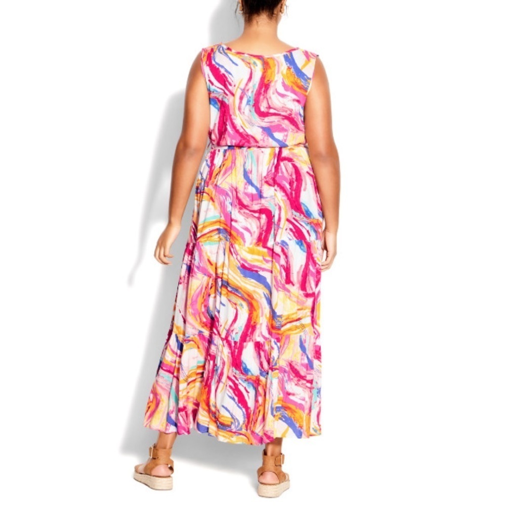 Loralette Seashore Size 16W Relativity Multicolor Sleeveless V-Neck Maxi Dress - Picture 5 of 8
